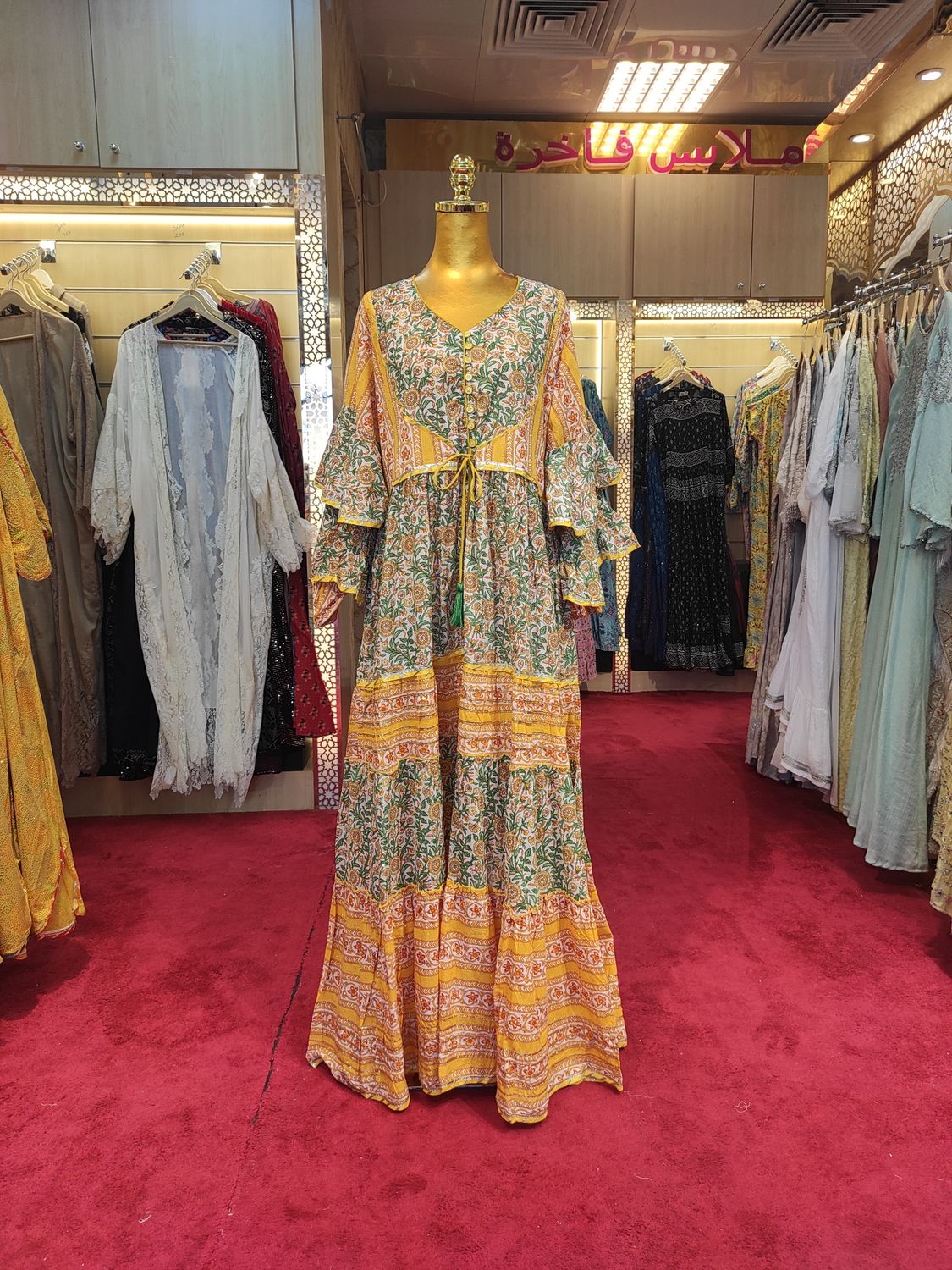 S/M Adeeba Crystal Cotton Dress 57&quot; Long Jalabiya