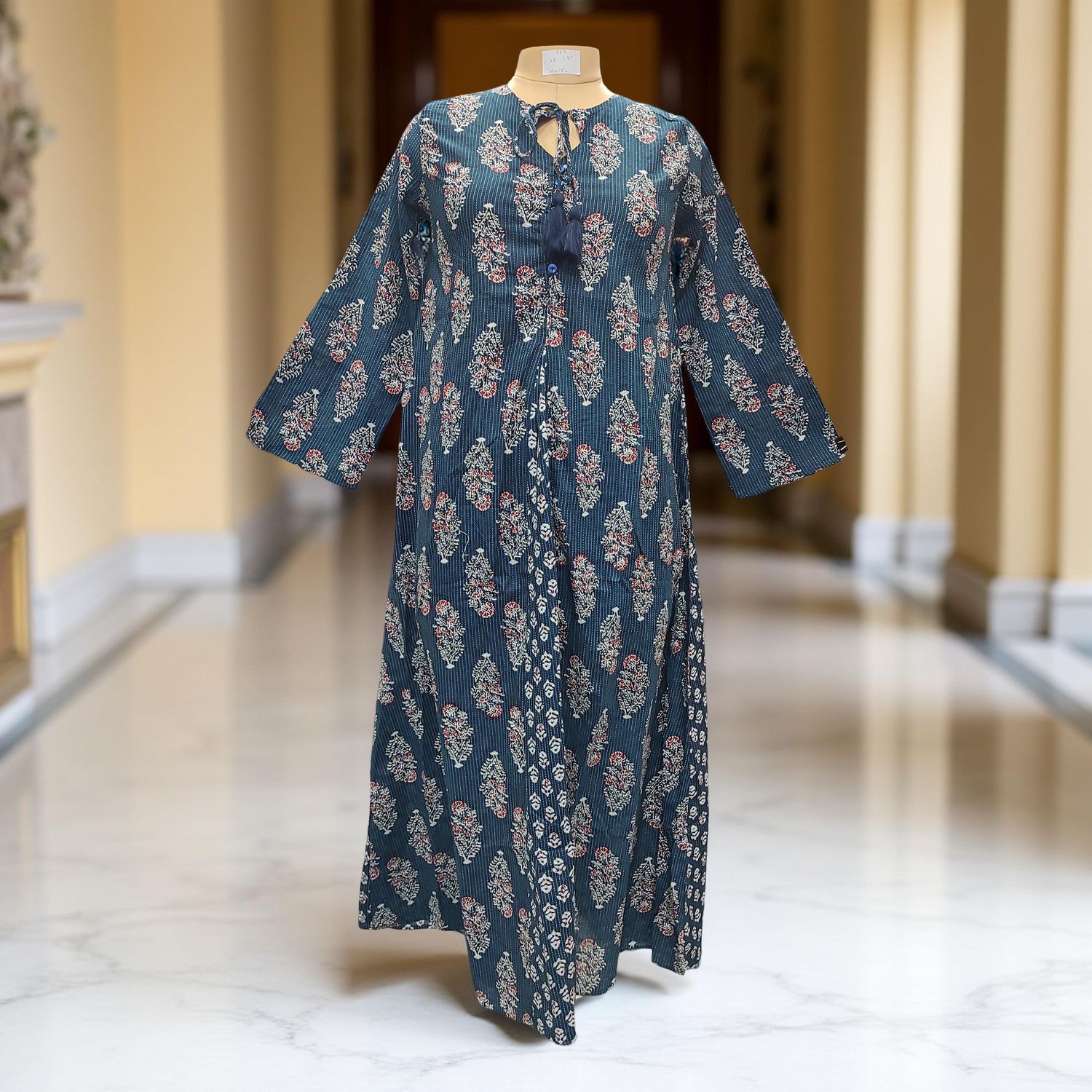 XS-S Nobila Printed Cotton Dress 54&quot; Long Jalabiya