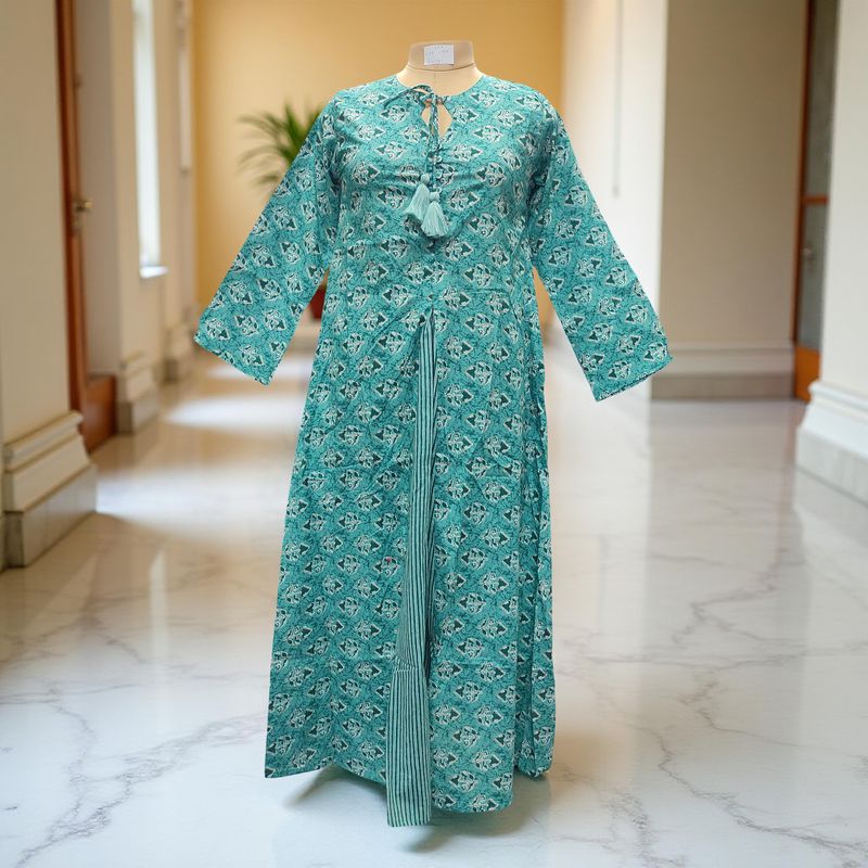 XS-S Nobila Printed Cotton Dress 54&quot; Long Jalabiya