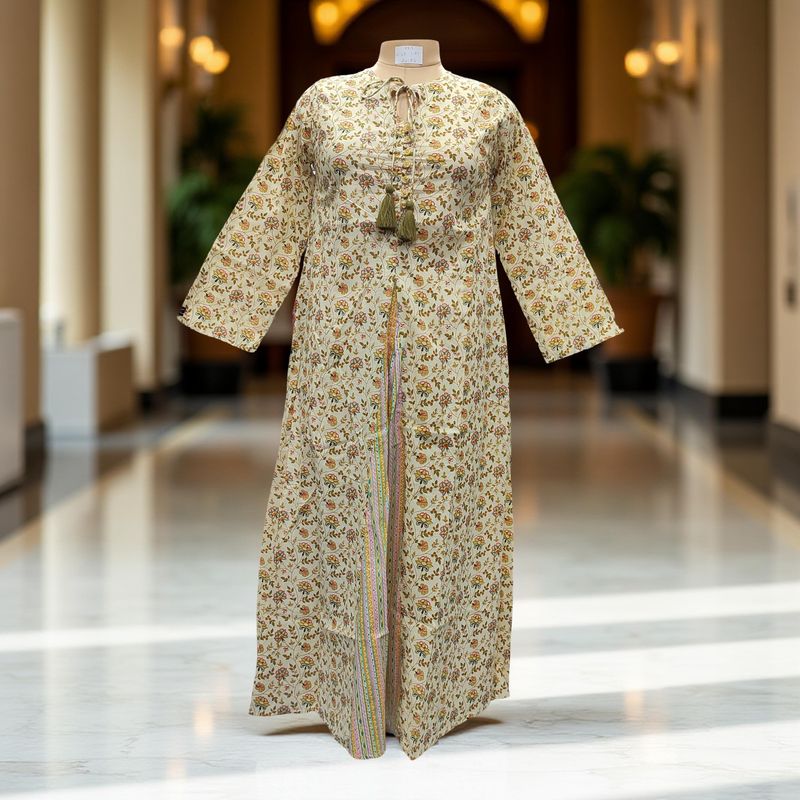 XS-S Nobila Printed Cotton Dress 54&quot; Long Jalabiya