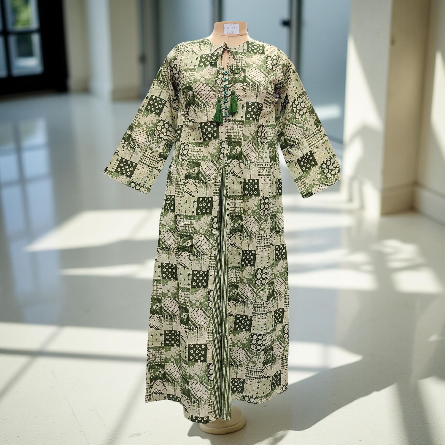 XS-S Nobila Printed Cotton Dress 54&quot; Long Jalabiya
