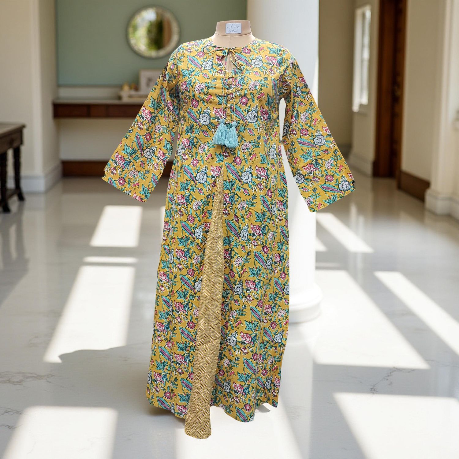 XS-S Nobila Printed Cotton Dress 54&quot; Long Jalabiya