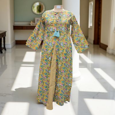 XS-S Nobila Printed Cotton Dress 54&quot; Long Jalabiya