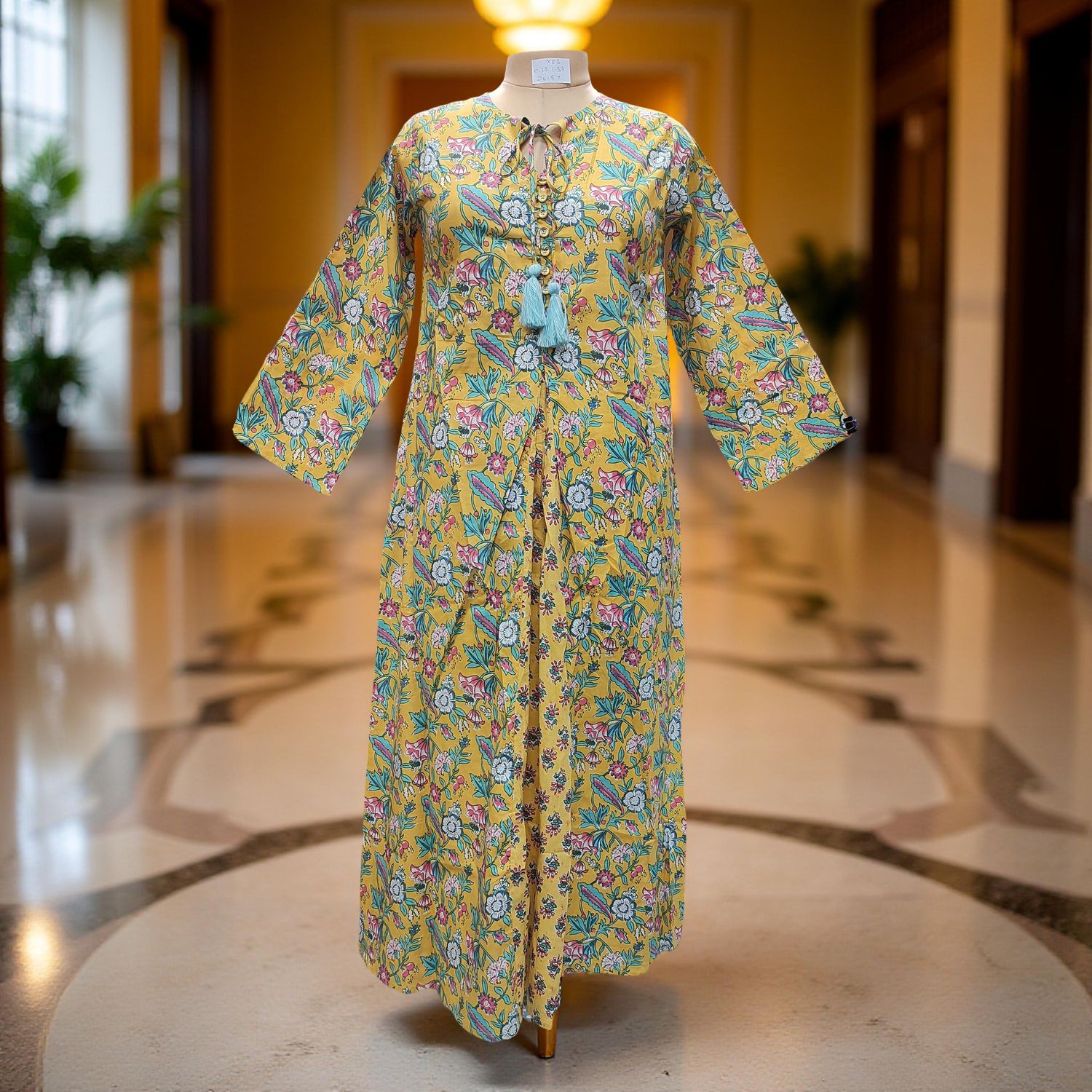 XS-S Nobila Printed Cotton Dress 54&quot; Long Jalabiya