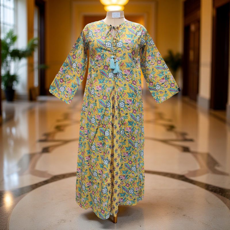 XS-S Nobila Printed Cotton Dress 54&quot; Long Jalabiya