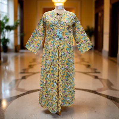 XS-S Nobila Printed Cotton Dress 54&quot; Long Jalabiya