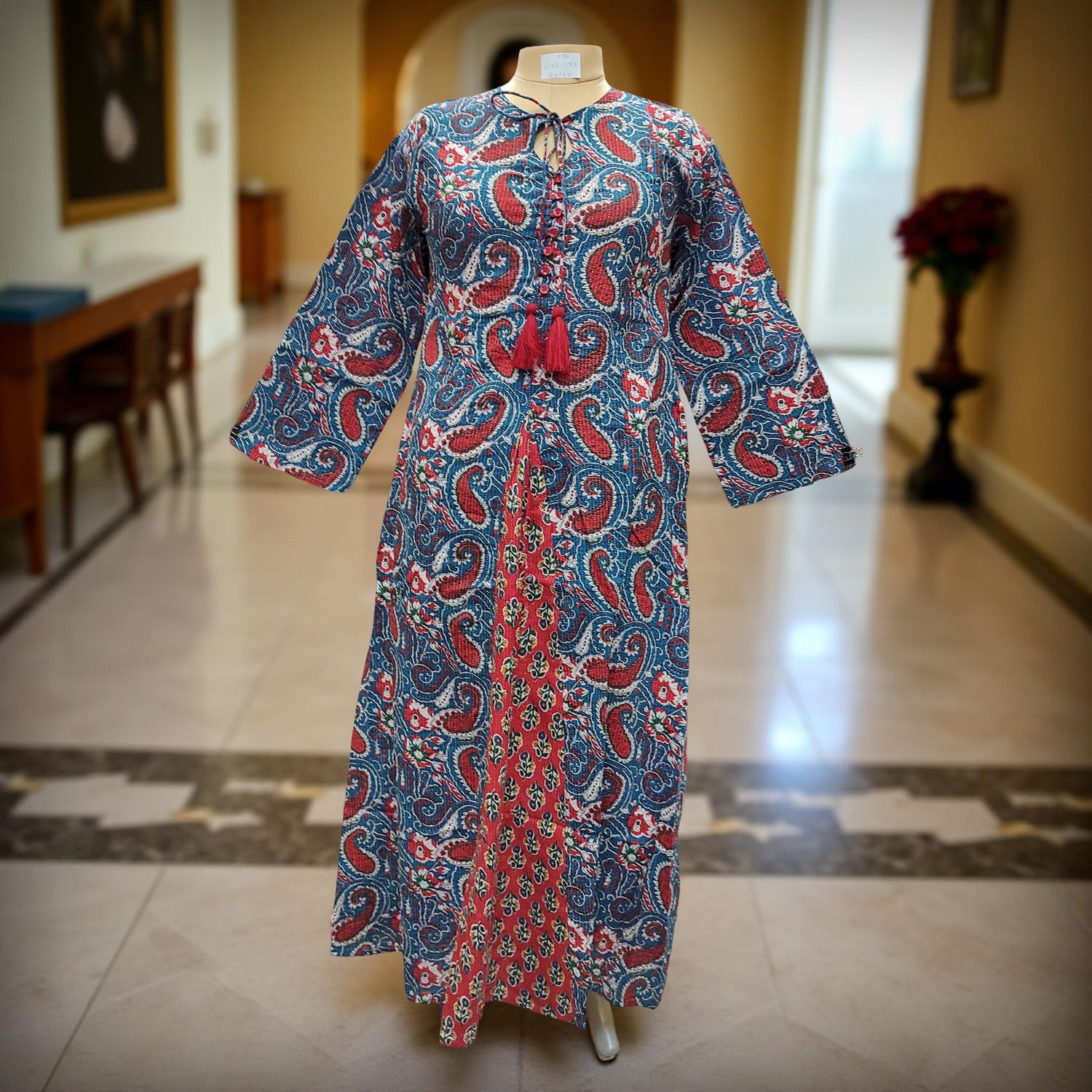 XS-S Nobila Printed Cotton Dress 54&quot; Long Jalabiya