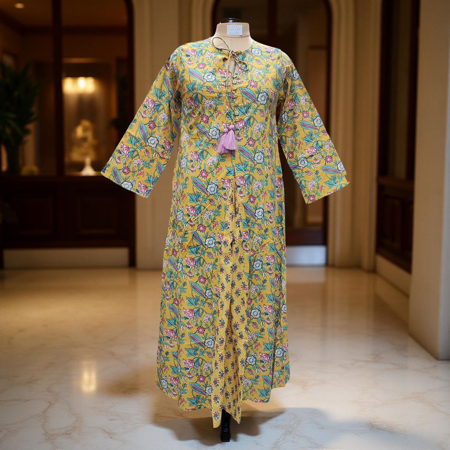XS-S Nobila Printed Cotton Dress 54&quot; Long Jalabiya