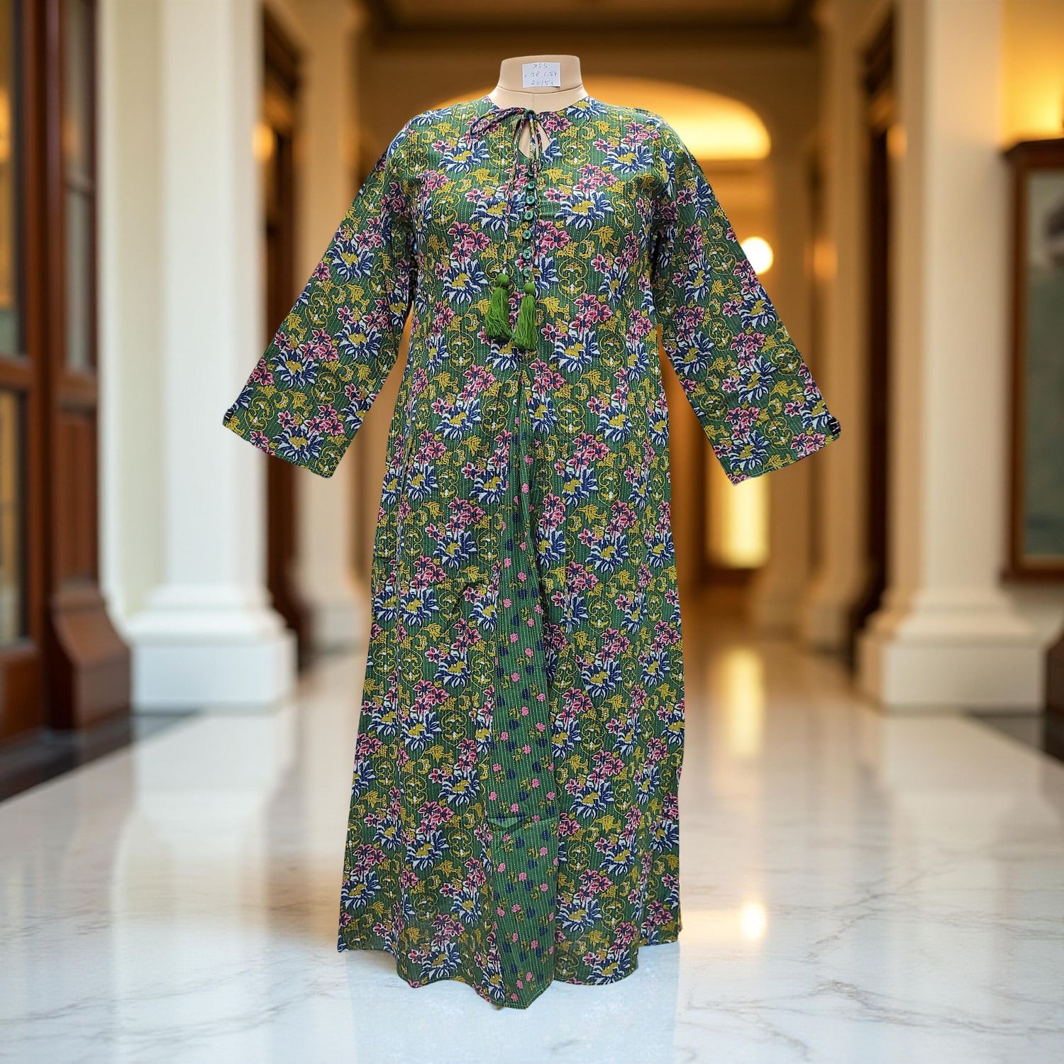 XS-S Nobila Printed Cotton Dress 54&quot; Long Jalabiya