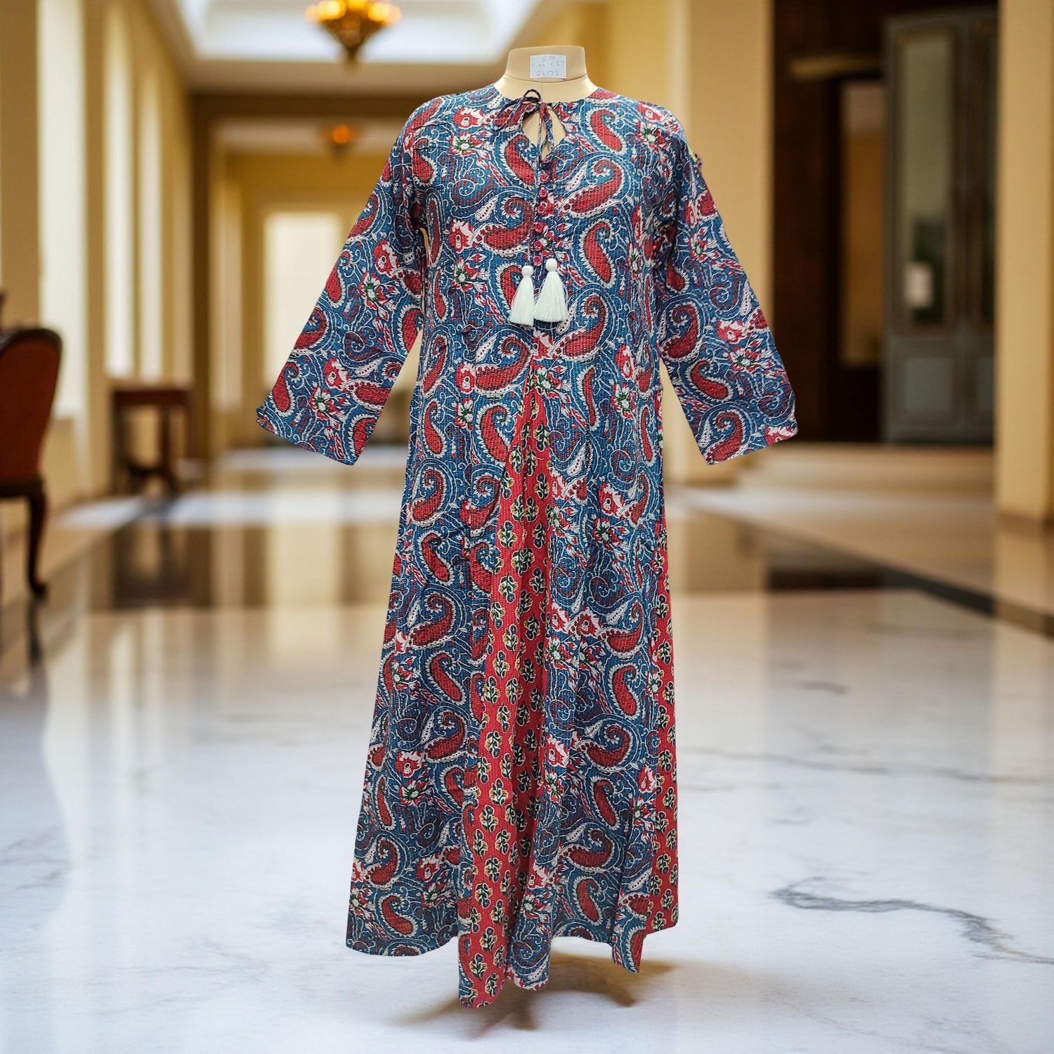 S/M Nobila Printed Cotton Dress 57&quot; Long Jalabiya
