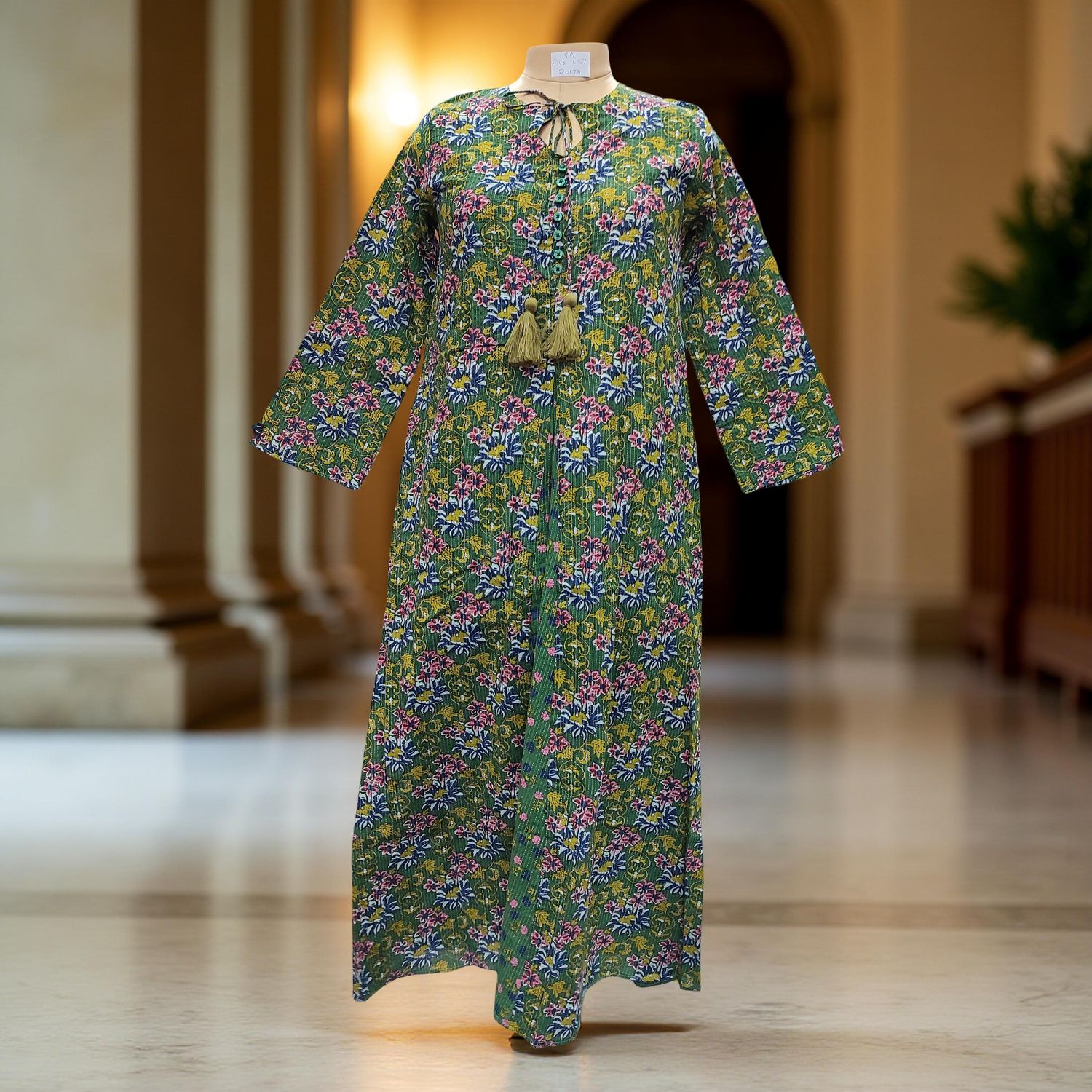 S/M Nobila Printed Cotton Dress 57&quot; Long Jalabiya