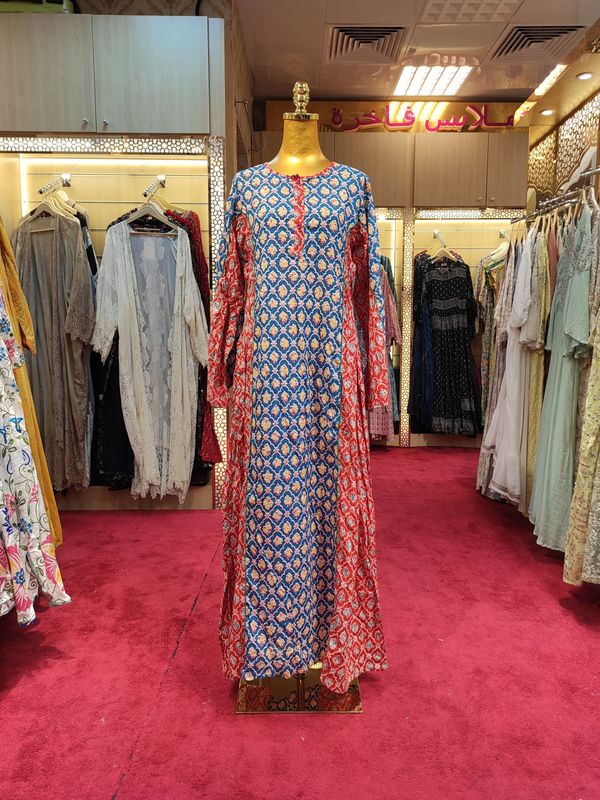 S/M Mahdis Printed Cotton Dress 57&quot; Long Jalabiya