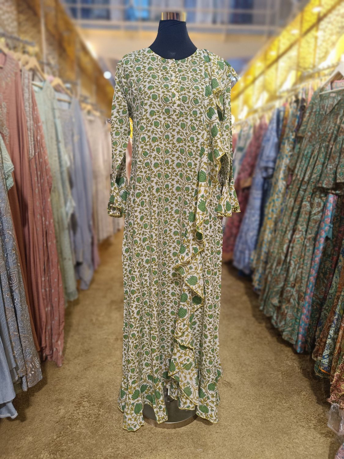 L/XL Princess Printed Cotton Dress 57&quot; Jalabiya