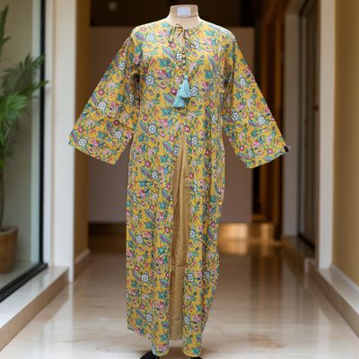 L/XL Nobila Printed Cotton Dress 57&quot; Long Jalabiya