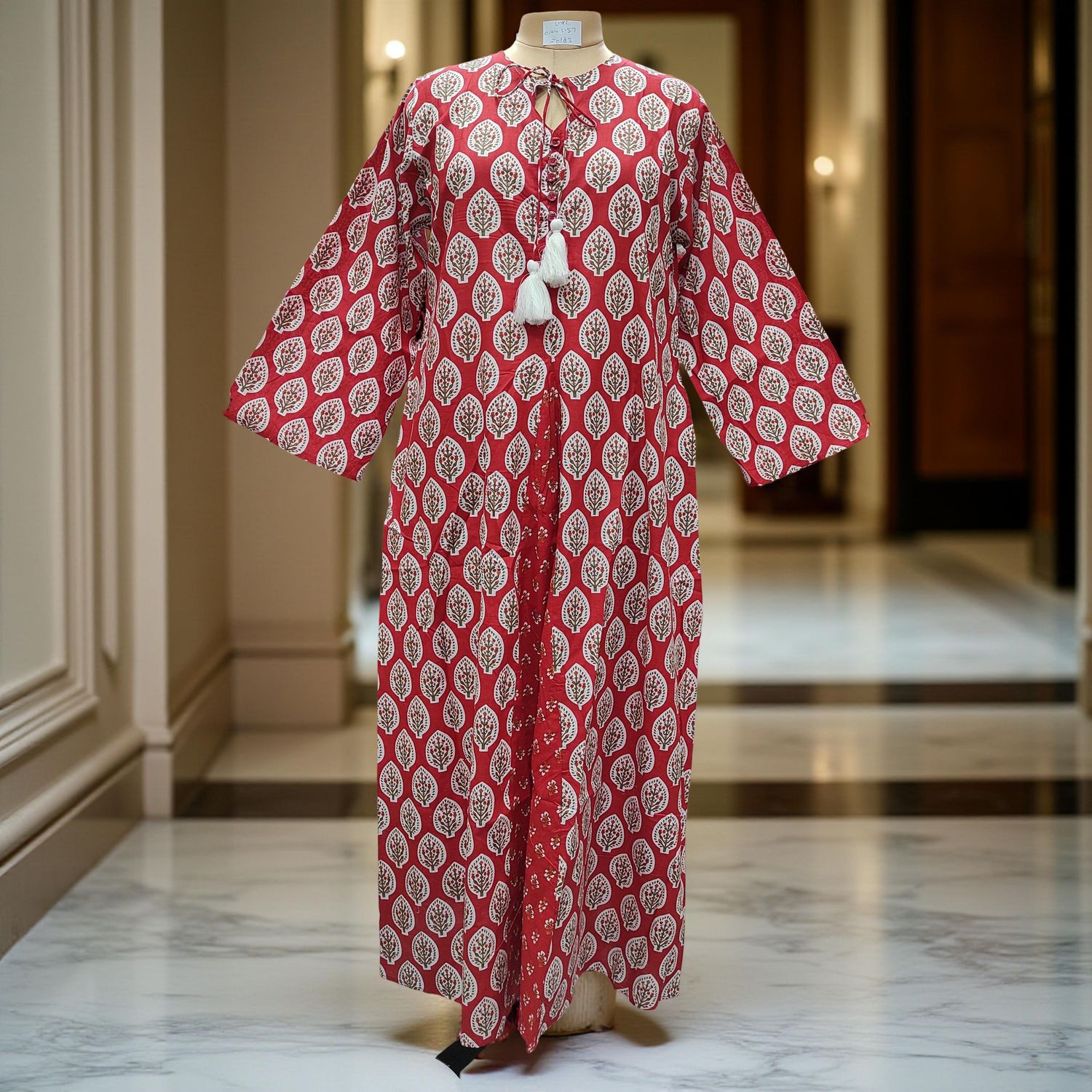 L/XL Nobila Printed Cotton Dress 57&quot; Long Jalabiya