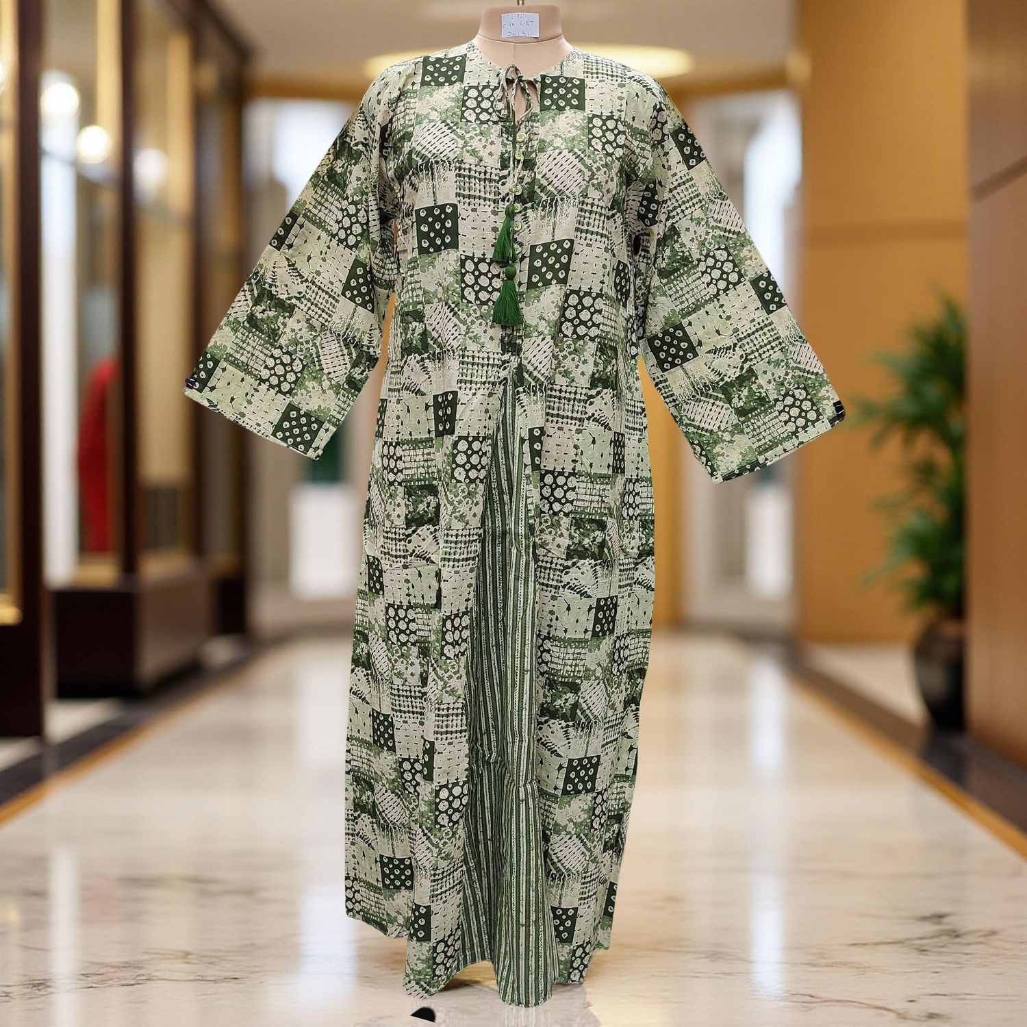 L/XL Nobila Printed Cotton Dress 57&quot; Long Jalabiya
