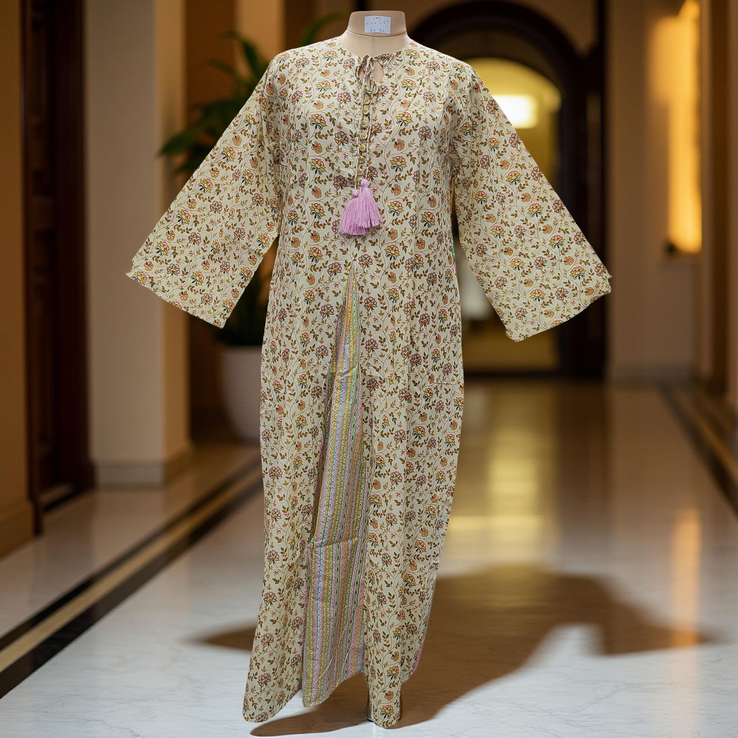 L/XL Nobila Printed Cotton Dress 57&quot; Long Jalabiya