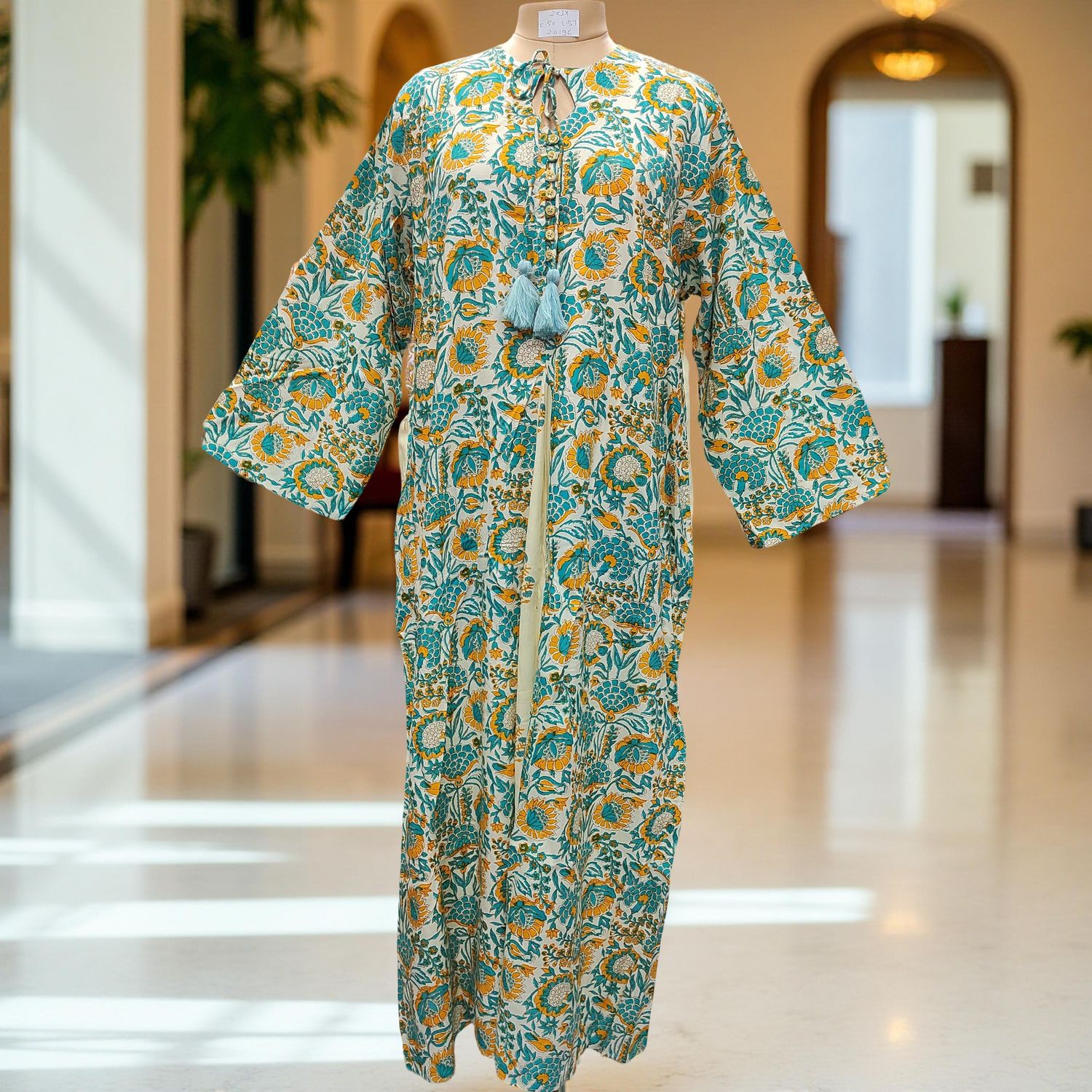 2XL/3XL Nobila Printed Cotton Dress 57&quot; Long Jalabiya