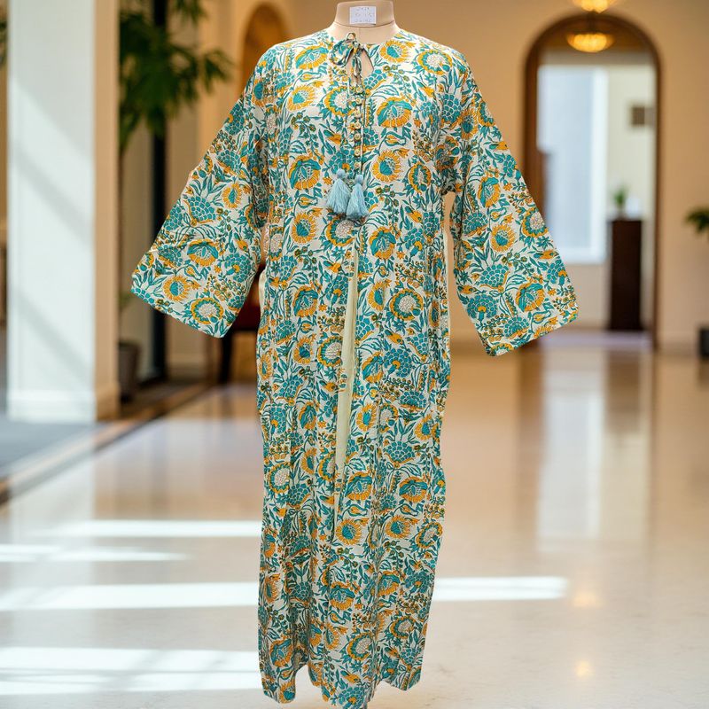 2XL/3XL Nobila Printed Cotton Dress 57&quot; Long Jalabiya