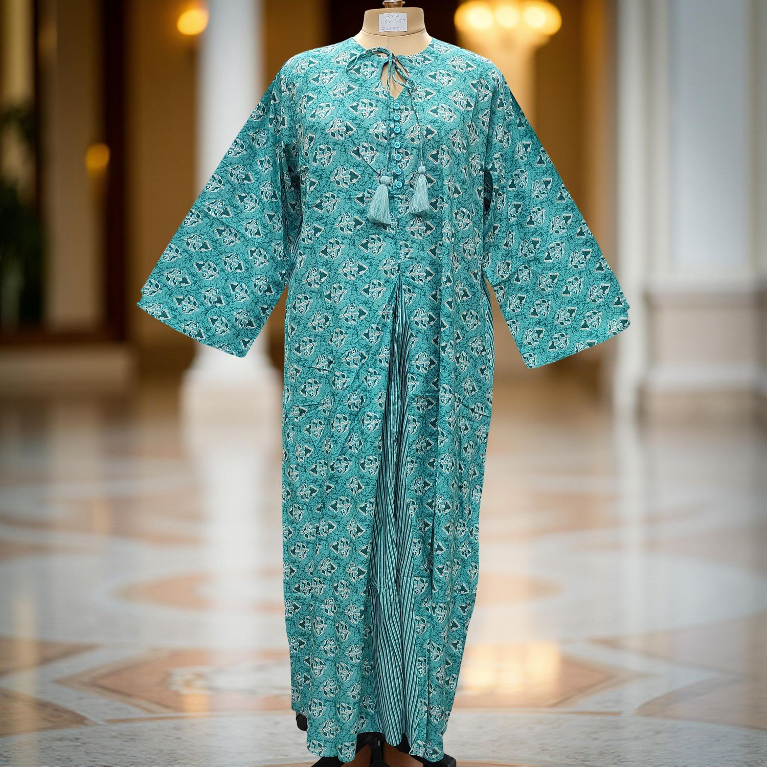 2XL/3XL Nobila Printed Cotton Dress 57&quot; Long Jalabiya