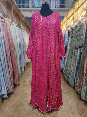 L/XL Meher Multi Printed Cotton Dress 57&quot; Long Jalabiya
