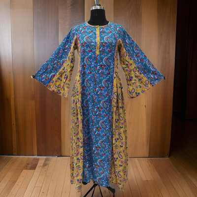 S/M Mahdis Printed Cotton Dress 57&quot; Long Jalabiya