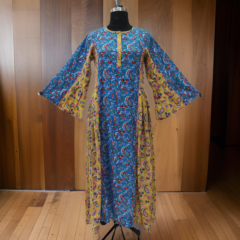 S/M Mahdis Printed Cotton Dress 57&quot; Long Jalabiya