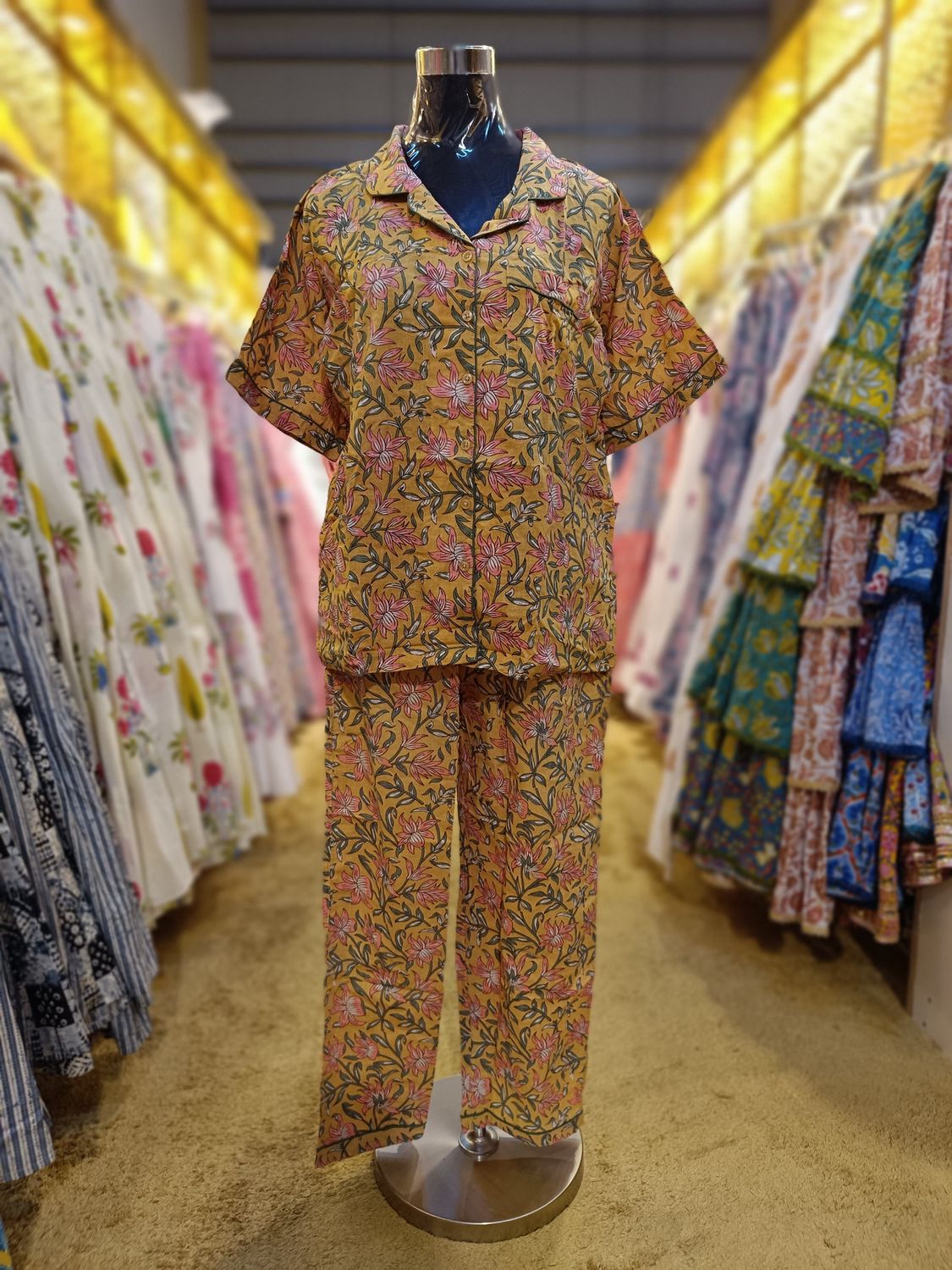 L/XL Cotton 39&quot; Pajamas Set Short sleeves