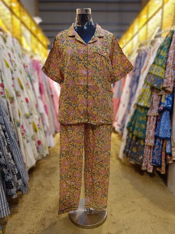 L/XL Cotton 39&quot; Pajamas Set Short sleeves