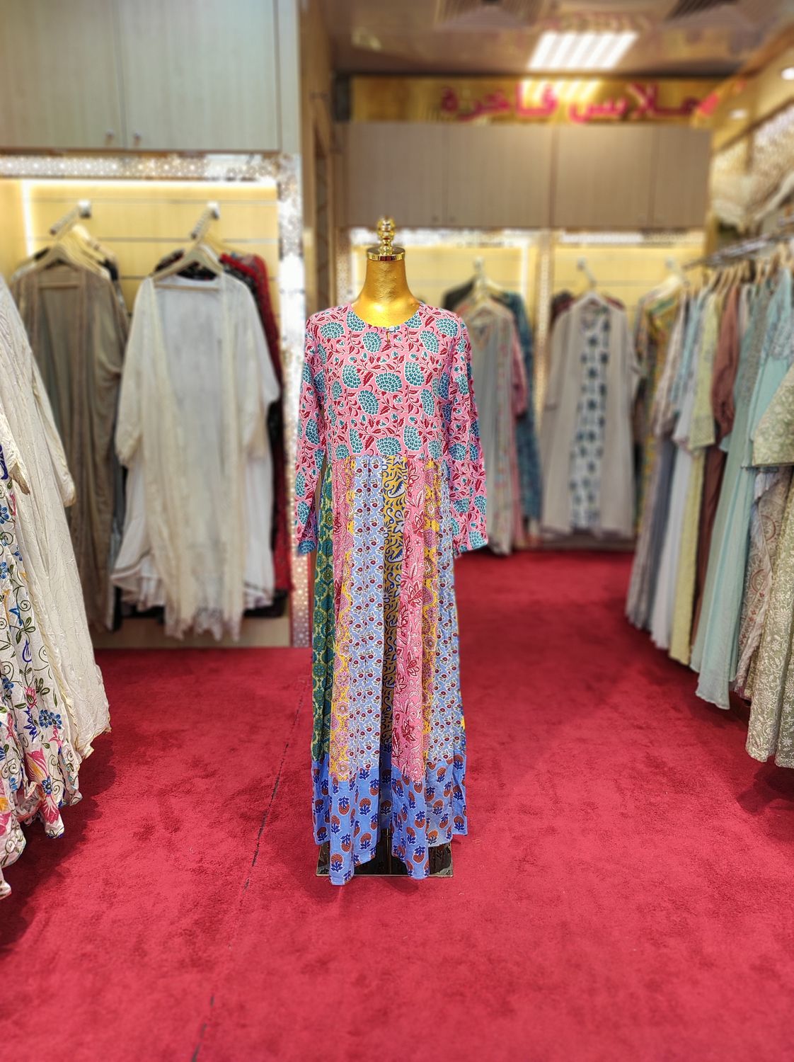 S/M Special Multi Printed Cotton Dress 57&quot; Long Jalabiya