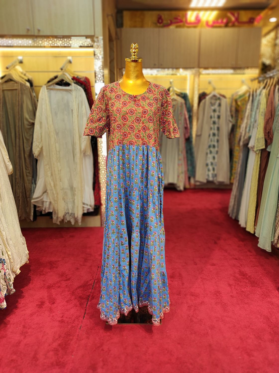 S/M Special Multi Printed Cotton Dress 57&quot; Long Jalabiya