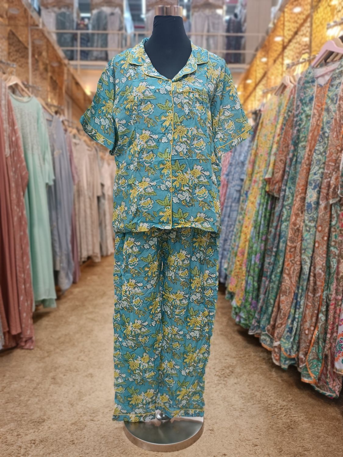 L/XL Cotton 39&quot; Pajamas Set Short sleeves