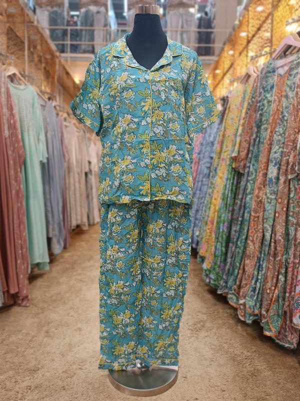 L/XL Cotton 39&quot; Pajamas Set Short sleeves