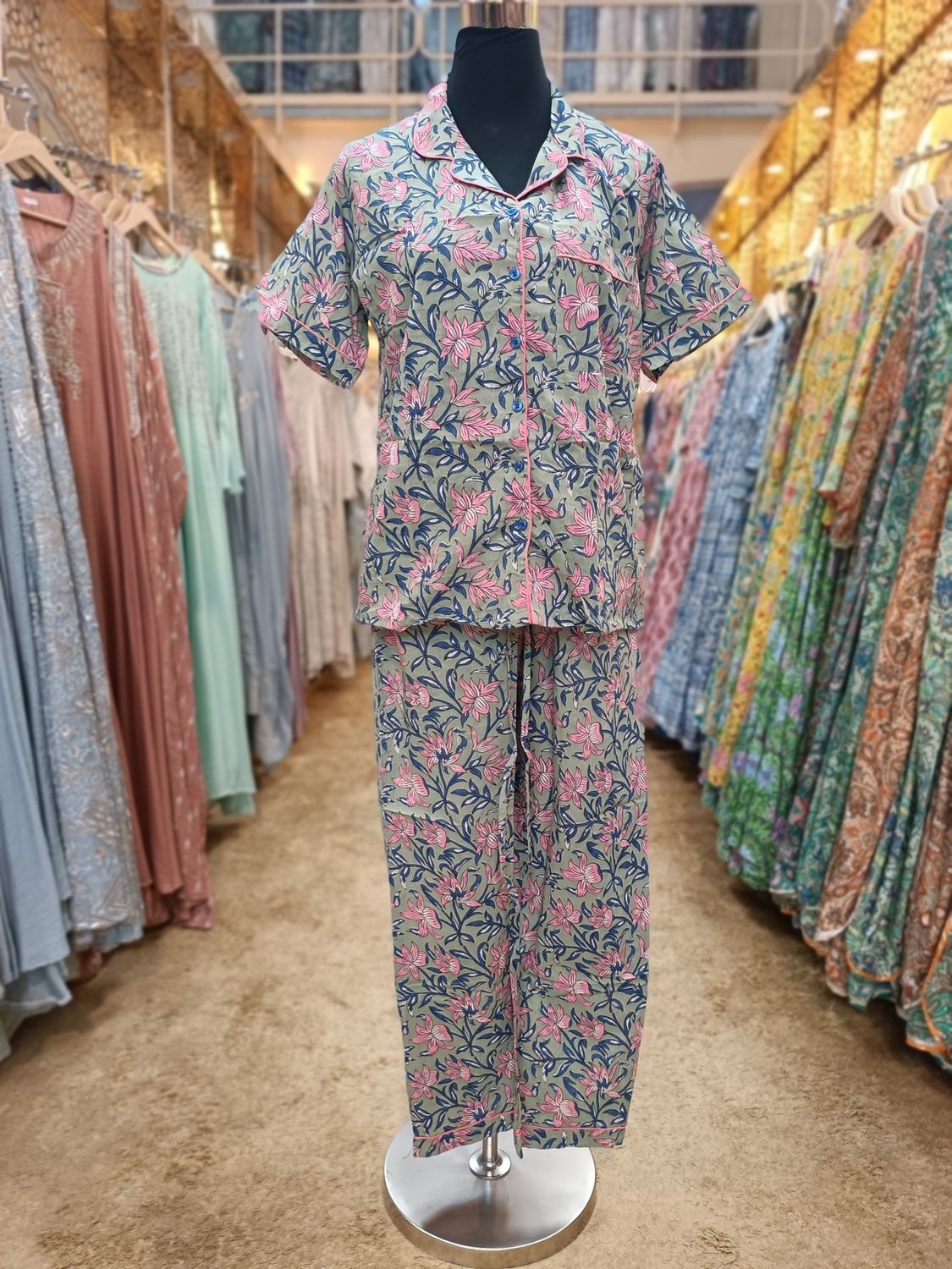 S/M Short Sleeves Cotton Pajama Set