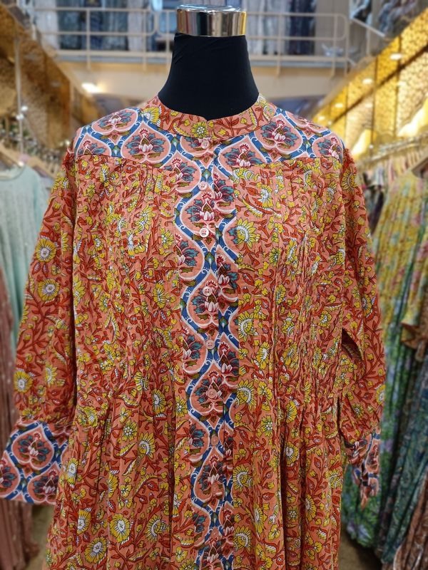 XS/S  Aafreen Printed Cotton Dress 54&quot; Long Jalabiya