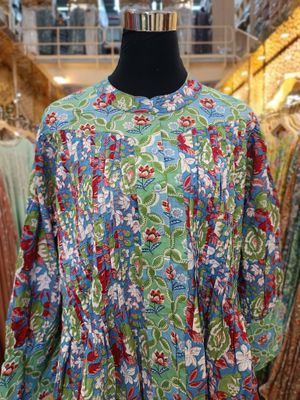 2XL/3XL  Aafreen Printed Cotton Dress 57&quot; Long Jalabiya