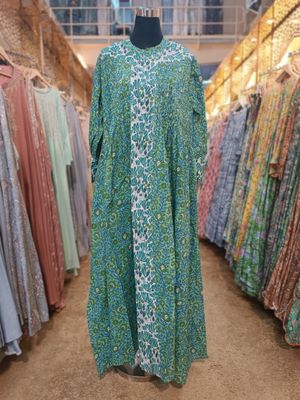 S/M  Aafreen Printed Cotton Dress 57&quot; Long Jalabiya