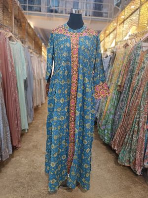 XS/S  Aafreen Printed Cotton Dress 54&quot; Long Jalabiya