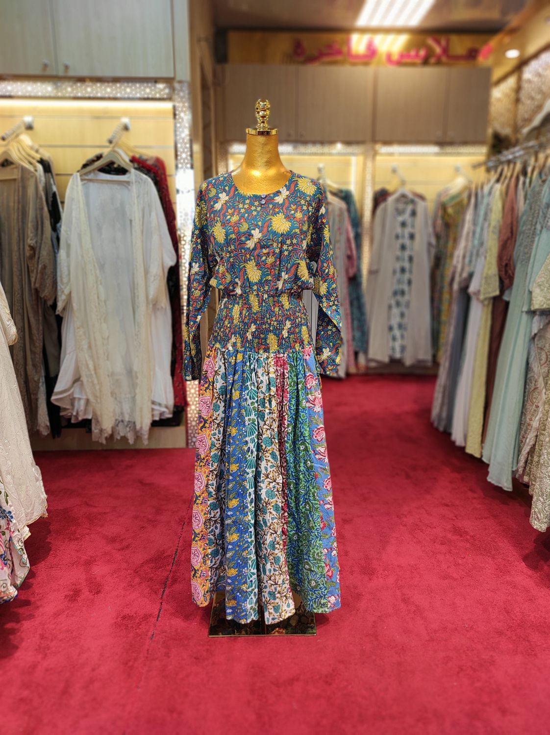 L/XL Special Multi Printed Cotton Dress 57&quot; Long Jalabiya
