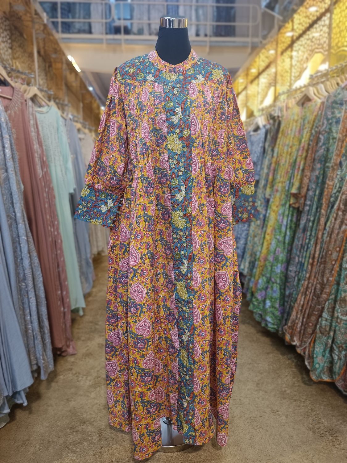 2XL/3XL  Aafreen Printed Cotton Dress 57&quot; Long Jalabiya