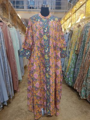 2XL/3XL  Aafreen Printed Cotton Dress 57&quot; Long Jalabiya