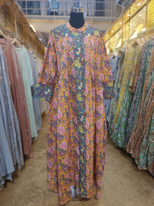 L/XL  Aafreen Printed Cotton Dress 57&quot; Long Jalabiya