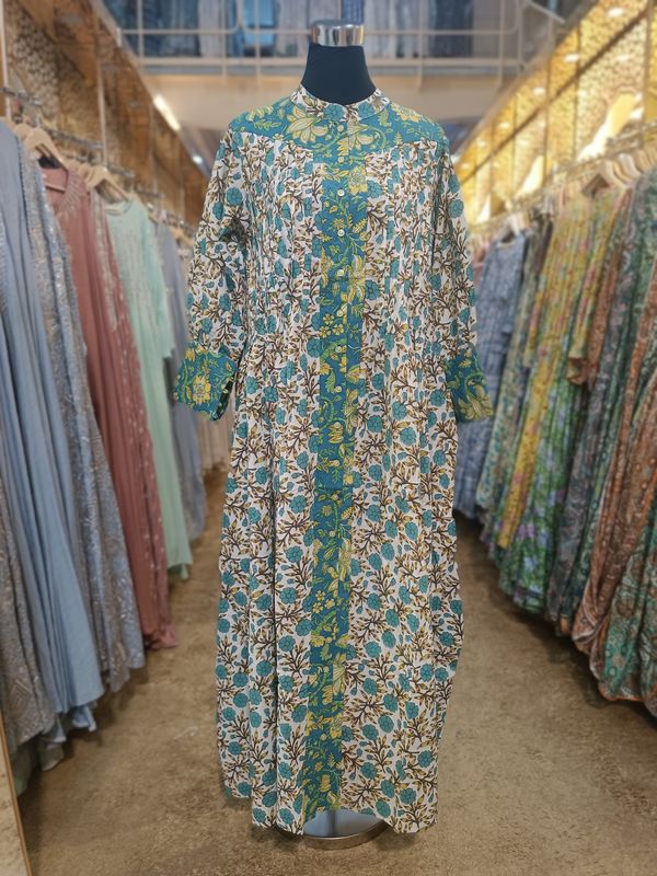 2XL/3XL  Aafreen Printed Cotton Dress 57&quot; Long Jalabiya