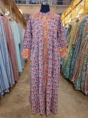 XS/S  Aafreen Printed Cotton Dress 54&quot; Long Jalabiya