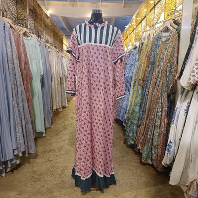 L/XL Narina Printed Cotton Dress 57&quot; Long Jalabiya