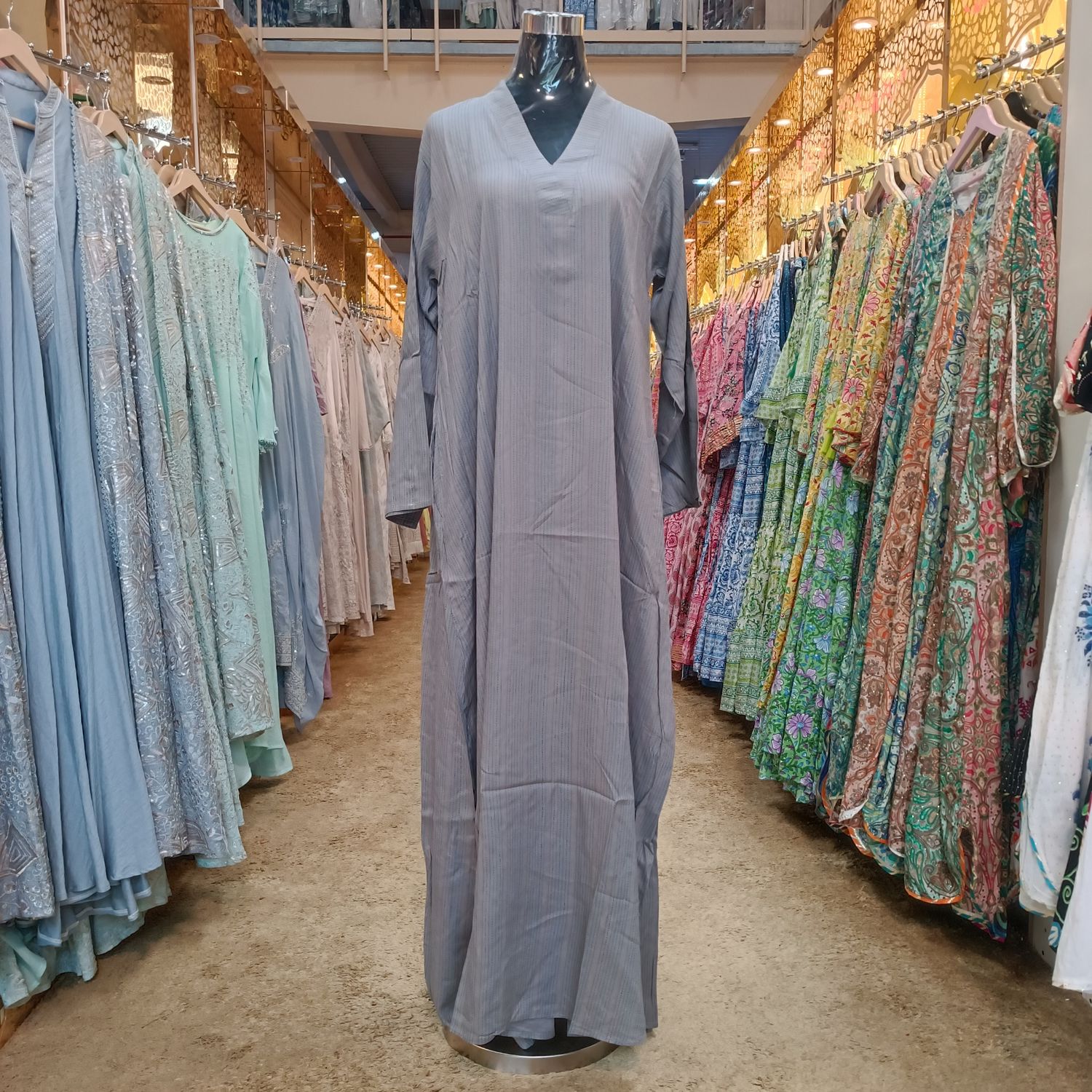 S/M Teena Printed Cotton Dress 57&quot; Long Jalabiya