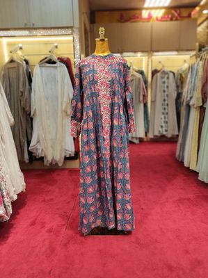 S/M  Aafreen Printed Cotton Dress 57&quot; Long Jalabiya
