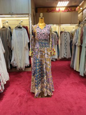 S/M Musira Multi Printed Cotton Dress 57&quot; Long Jalabiya