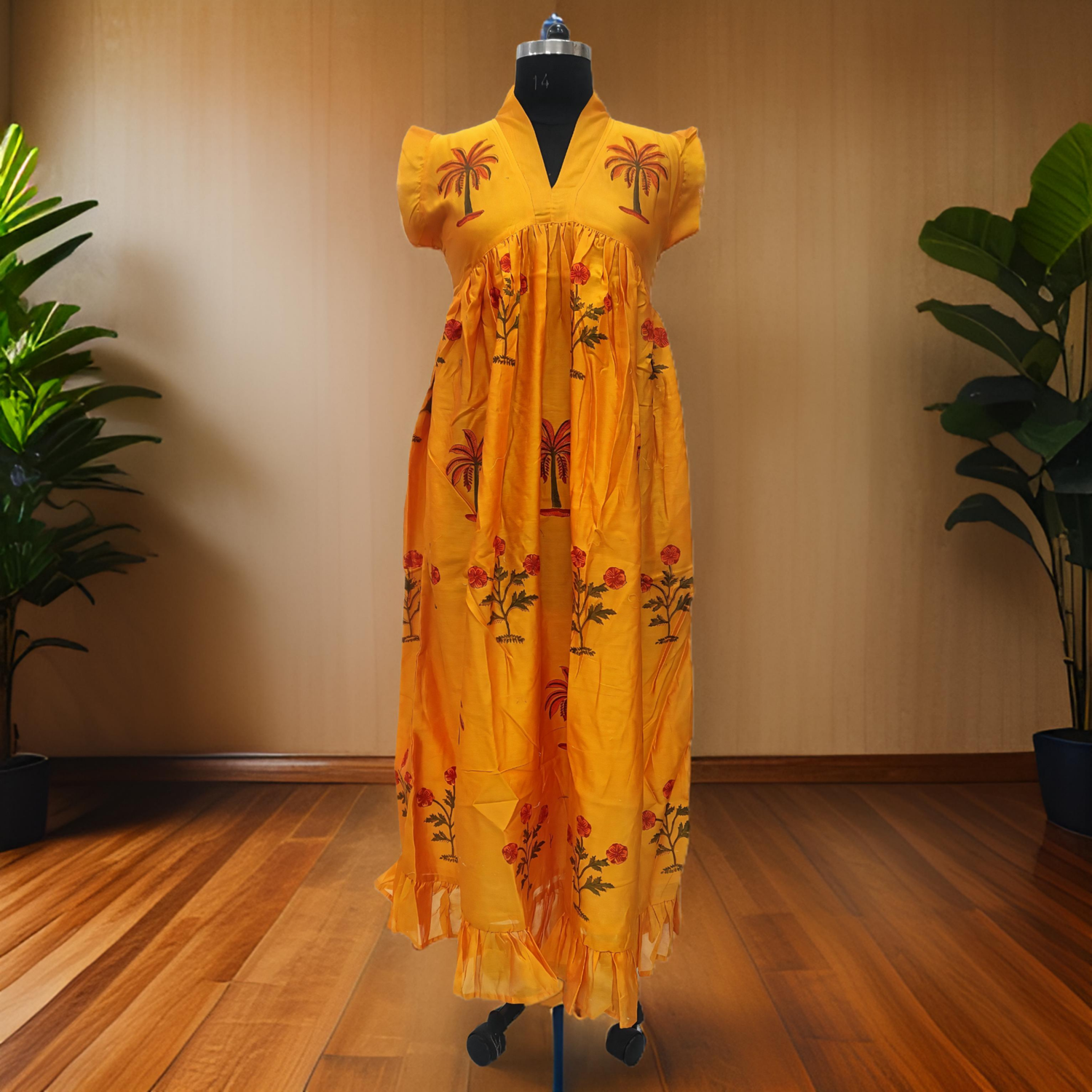 S/M Amani Chanderi Dress 57&quot; Short Sleeves Jalabiya