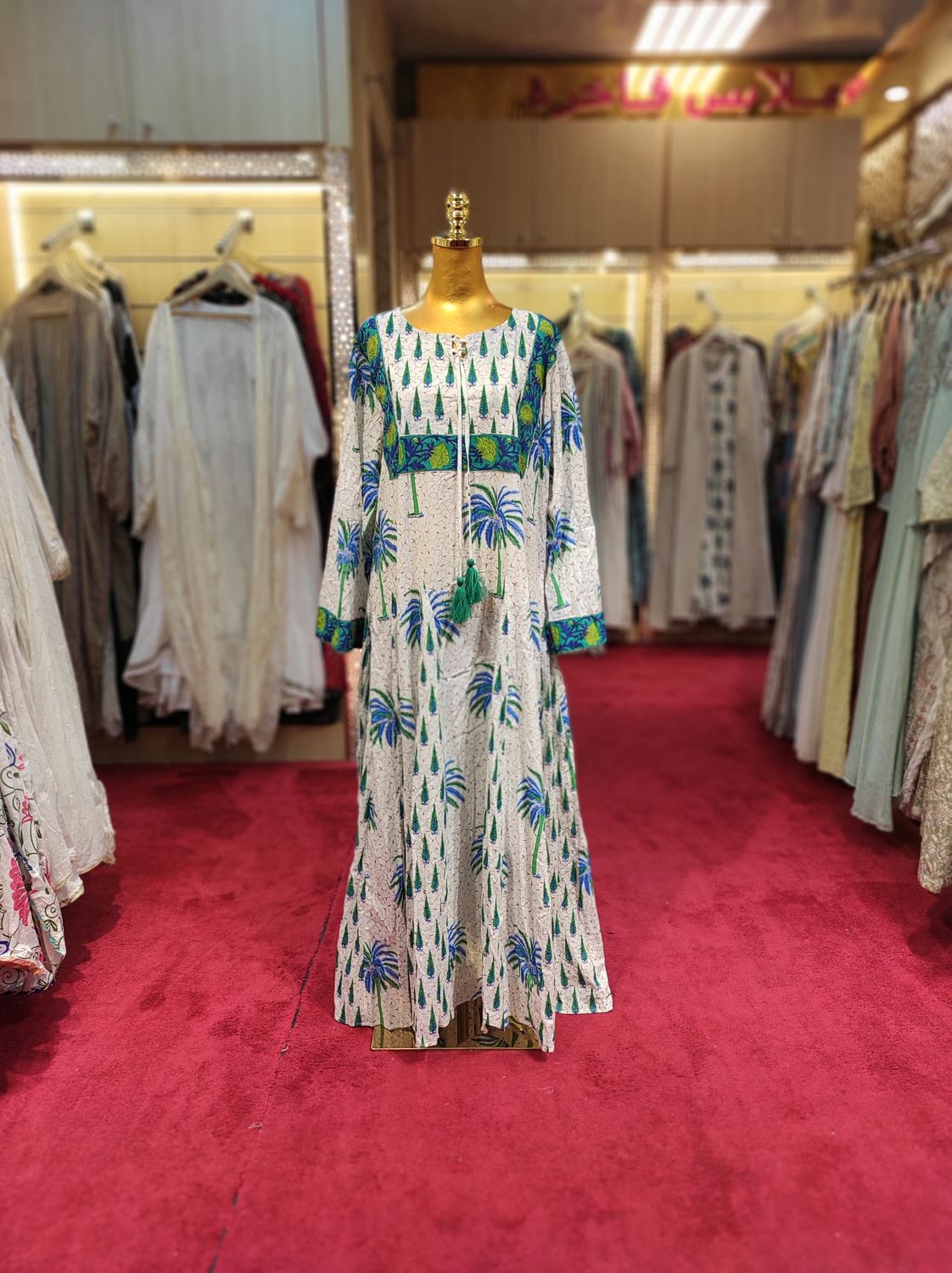 2XL/3XL Anaya  Printed Cotton Dress 57&quot; Long Jalabiya